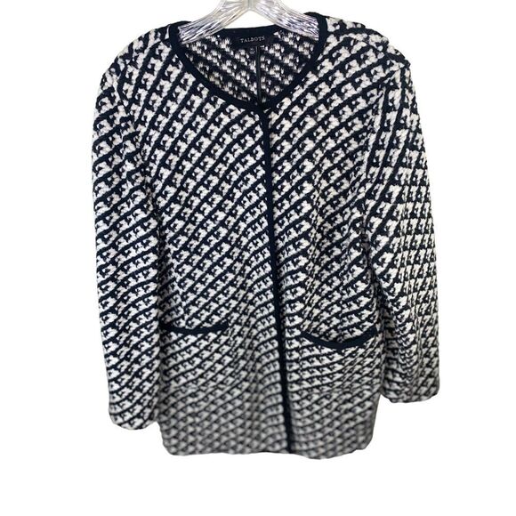 Talbots Wool Blend Pea Coat Women XL Black White Snap Button - Picture 1 of 5